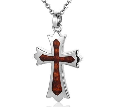 Koa Wood Regal Cross Pendant Pendant Island by Koa Nani Large 