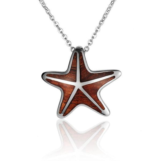 Sterling Silver and Wood Sea Star Pendant 
