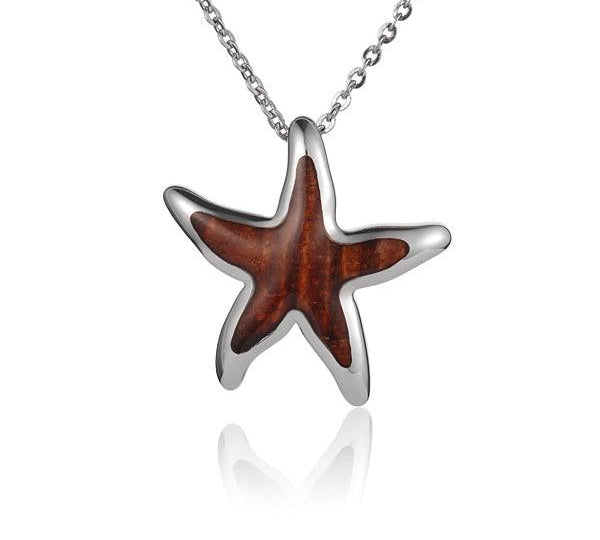 Sterling Silver and Wood Sea Star Pendant 