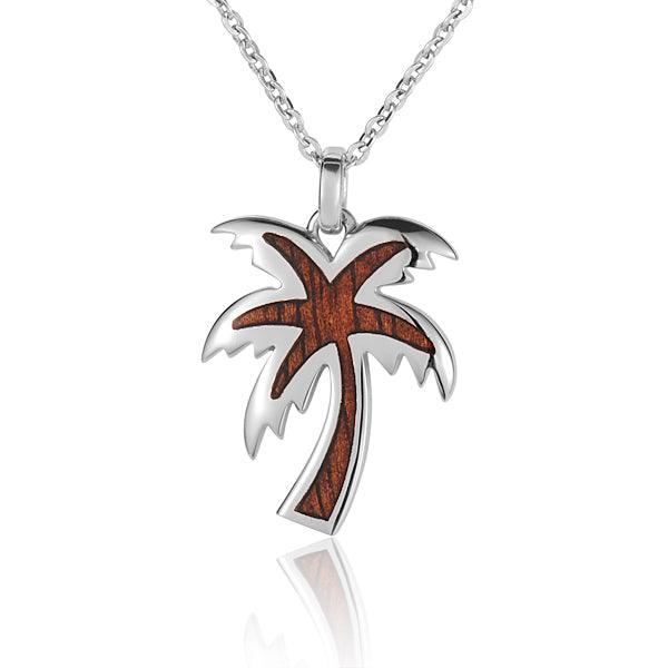 Sterling Silver and Wood Palm Tree Pendant  