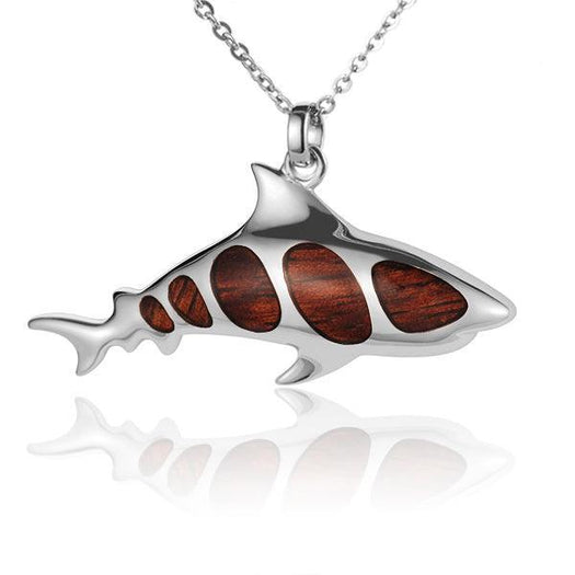 Sterling Silver and Wood Shark Pendant