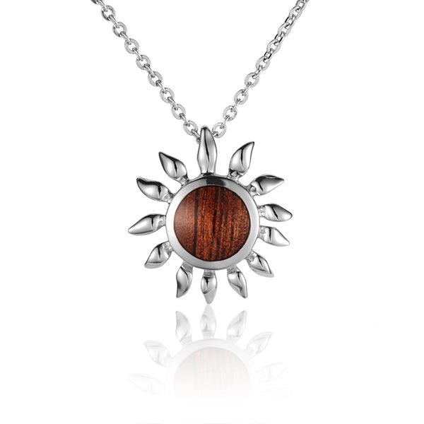 Sterling Silver and Wood Sunflower Pendant 