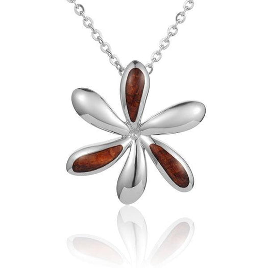 Sterling Silver and Wood Tiare Flower Pendant