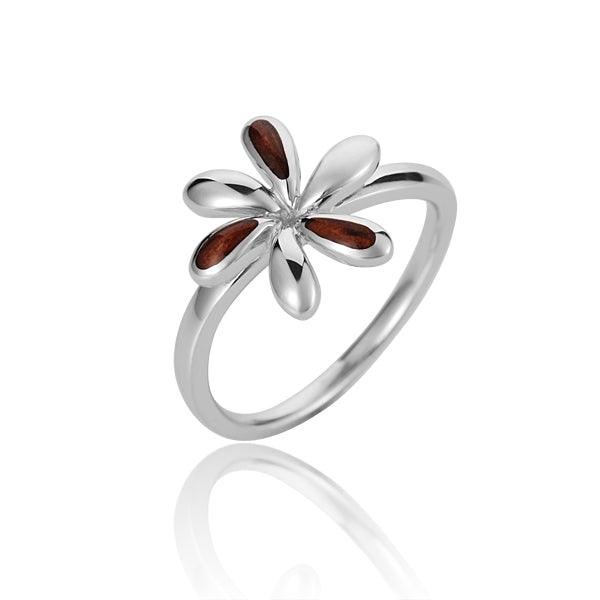 Sterling Silver and Wood Tiare Flower Ring