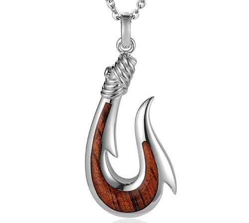 Koa Wood Ulua Fishhook Pendant Pendant Island by Koa Nani 