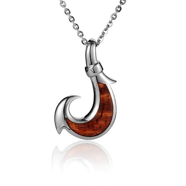 Sterling Silver and Wood Fishhook Pendant
