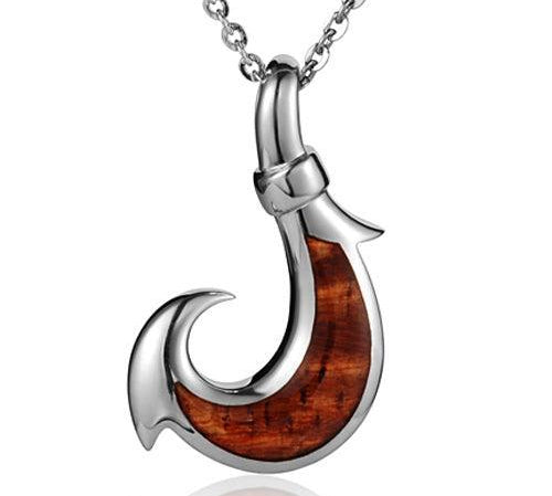 Koa Wood Warrior Fishhook Pendant Pendant Island by Koa Nani Large 