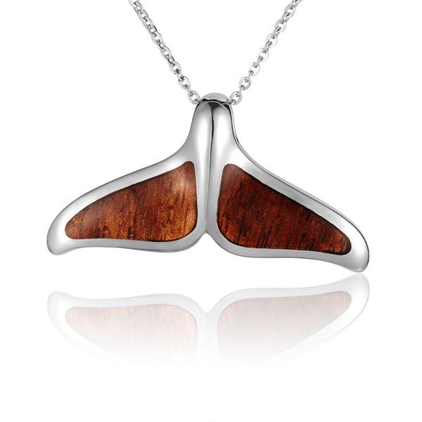 Sterling Silver and Wood Whale Tail Pendant 