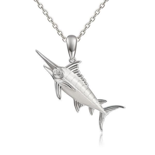 The picture shows a 925 sterling silver marlin pendant.