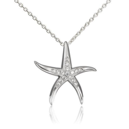 The picture shows a 925 sterling silver starfish pendant with topaz.