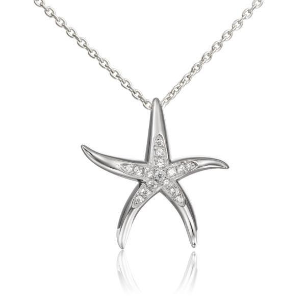 The picture shows a 925 sterling silver starfish pendant with topaz.