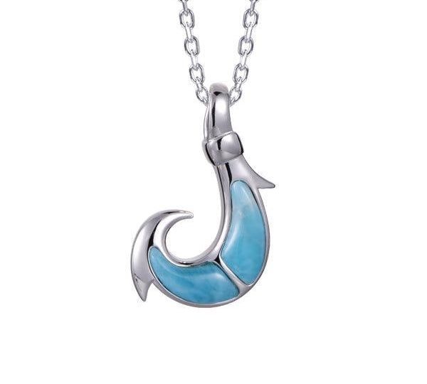 Larimar Ahi Fishhook Pendant Pendant Island by Koa Nani Small 