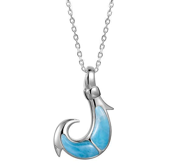 Larimar Ahi Fishhook Pendant Pendant Island by Koa Nani Large 