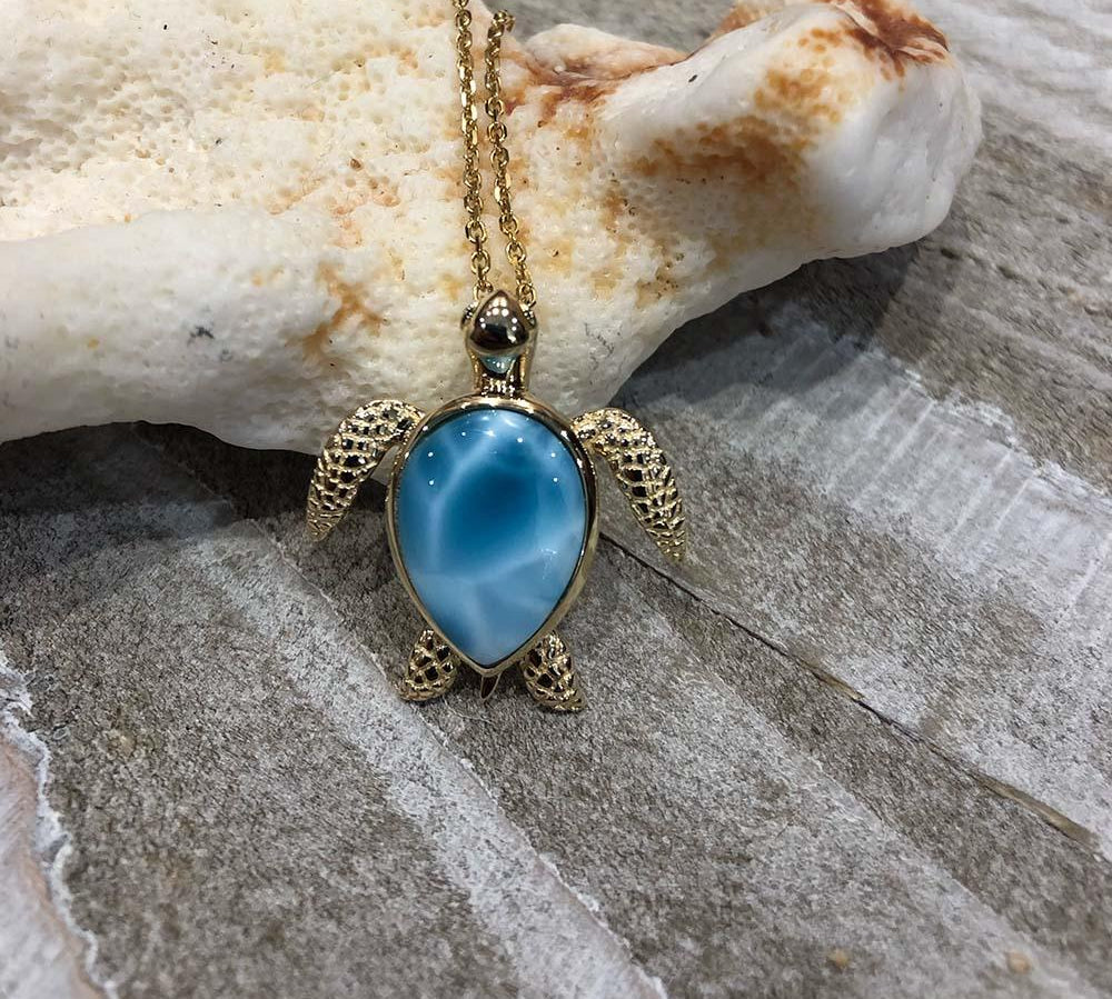 Larimar Akamai Honu Pendant Pendant Island by Koa Nani 