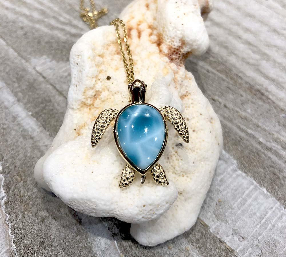 Larimar Akamai Honu Pendant Pendant Island by Koa Nani 