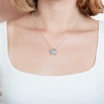 The picture shows a 925 sterling silver larimar blue crab pendant.