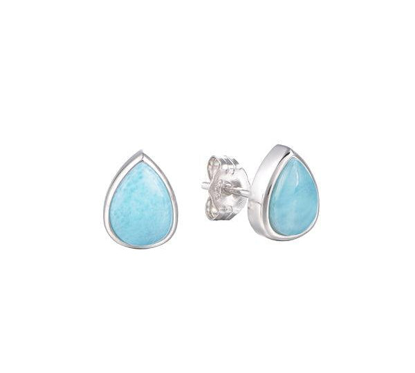 Larimar Azul Teadrop 6mm Stud Earrings Earrings Island by Koa Nani