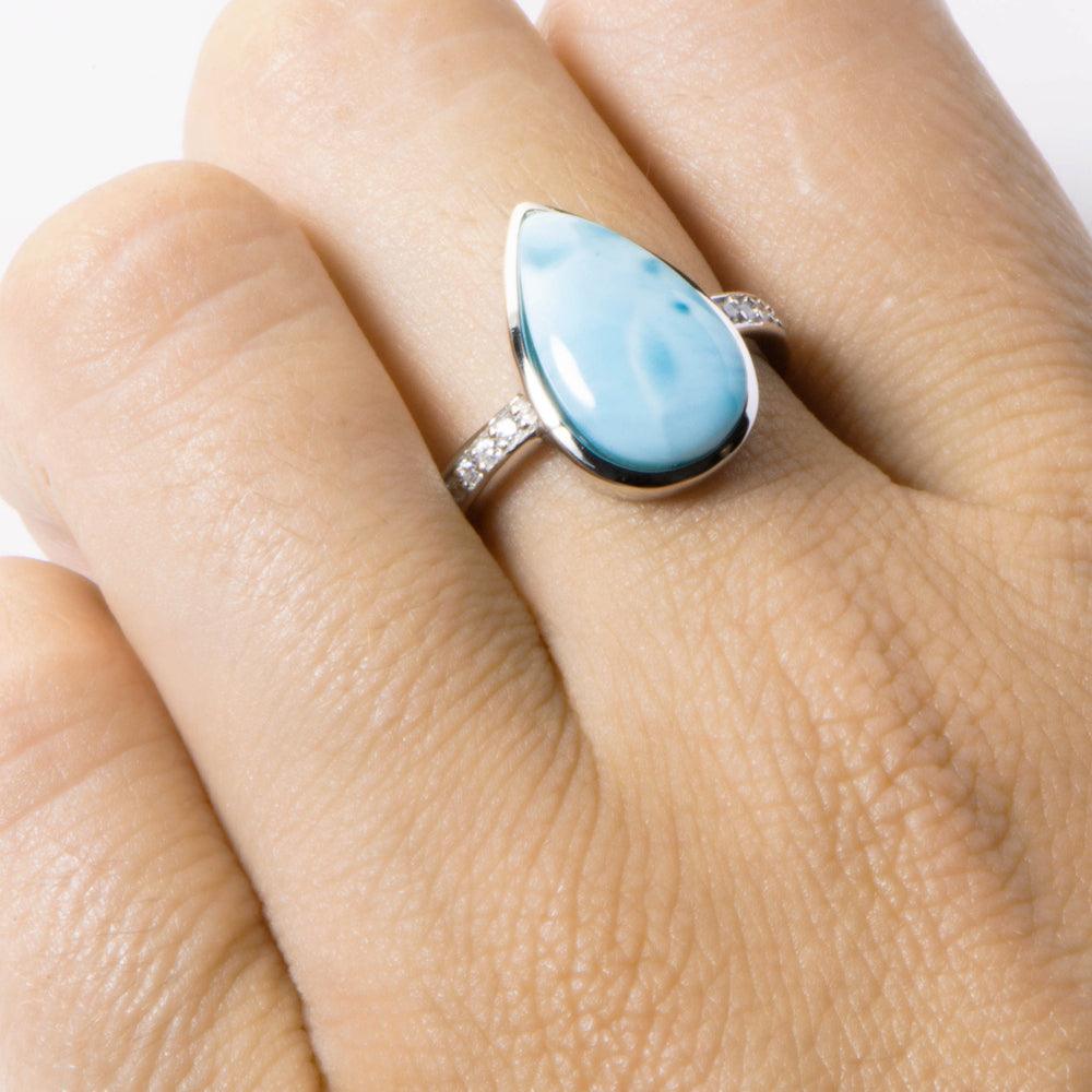 Larimar Azul Teardrop Ring Ring Island by Koa Nani 