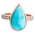 Larimar Azul Teardrop Ring Ring Island by Koa Nani 5 Rose Gold