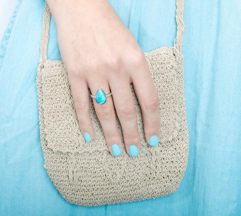 Larimar Azul Teardrop Ring Ring Island by Koa Nani 