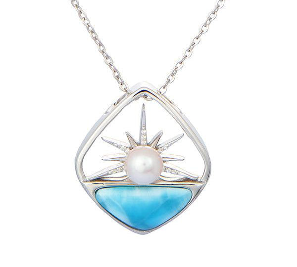 Larimar Breaking Dawn Pearl Pendant Pendant Island by Koa Nani Akoya Pearl 