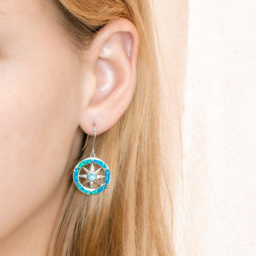 Larimar Compass Earrings with Opalite Earrings Island by Koa Nani 