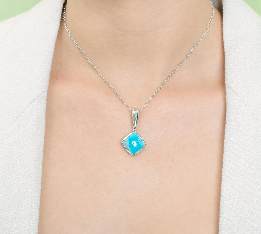 Larimar Cushion Cut Pendant Pendant Island by Koa Nani 