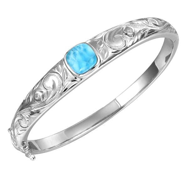 Larimar Engraved Scroll Bangle Bangle Island by Koa Nani 