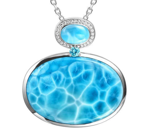 The picture shows a 925 sterling silver larimar pendant.