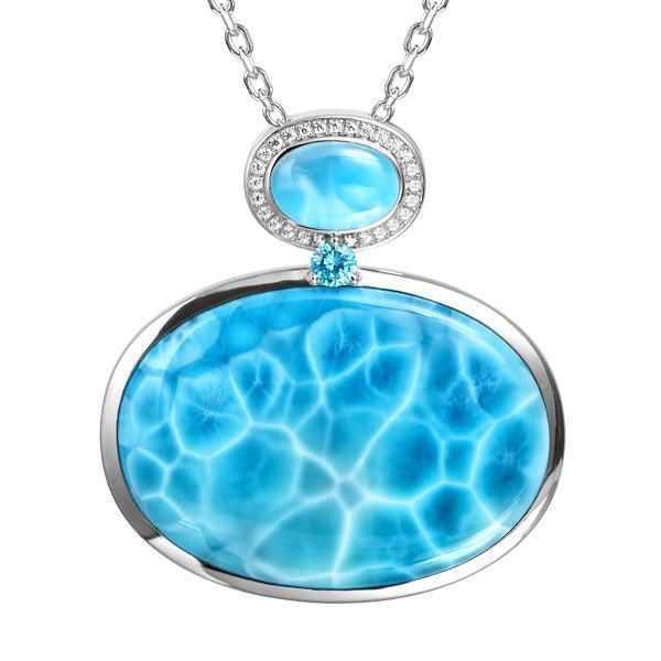 The picture shows a 925 sterling silver larimar pendant.