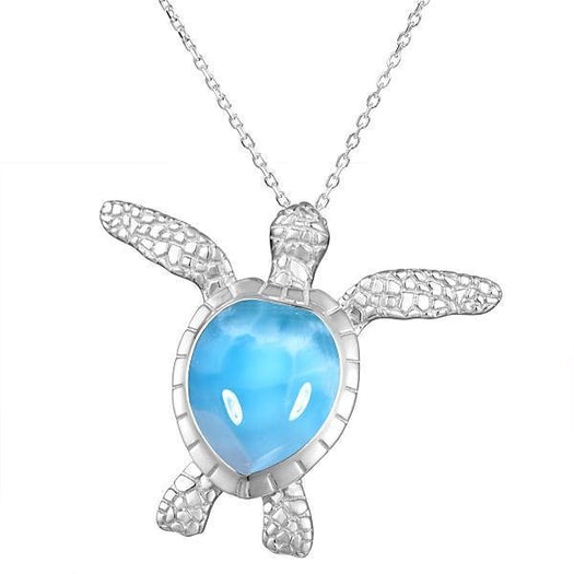 The picture shows a 925 sterling silver larimar honu pendant.