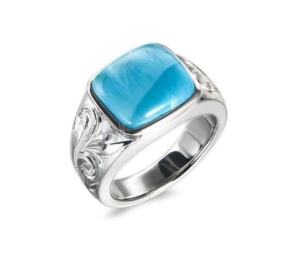 Larimar Infinity Pool Ring with Engravings Ring Island by Koa Nani 5