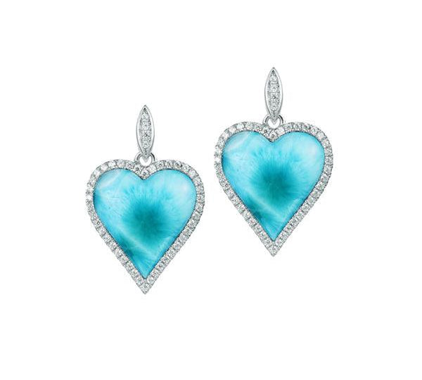 Larimar Ku’u Heart Earrings Earrings Island by Koa Nani 