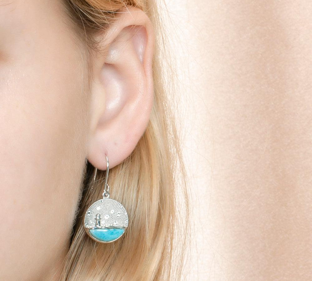 Larimar Lighthouse Medallion Earrings Earrings Island by Koa Nani 