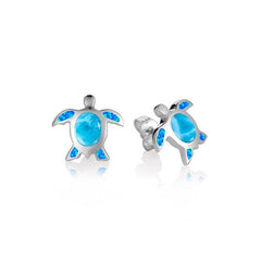 Larimar Lihue Honu Earrings with Opalite Earrings Island by Koa Nani 