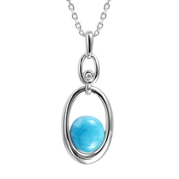 The picture shows a 925 sterling silver larimar lunar eclipse pendant.