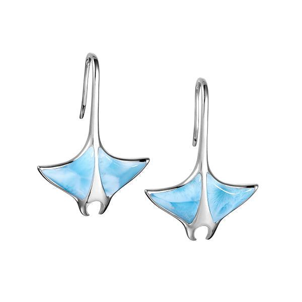 Larimar Manta Ray Hooked Tail Earrings Earrings Island by Koa Nani 