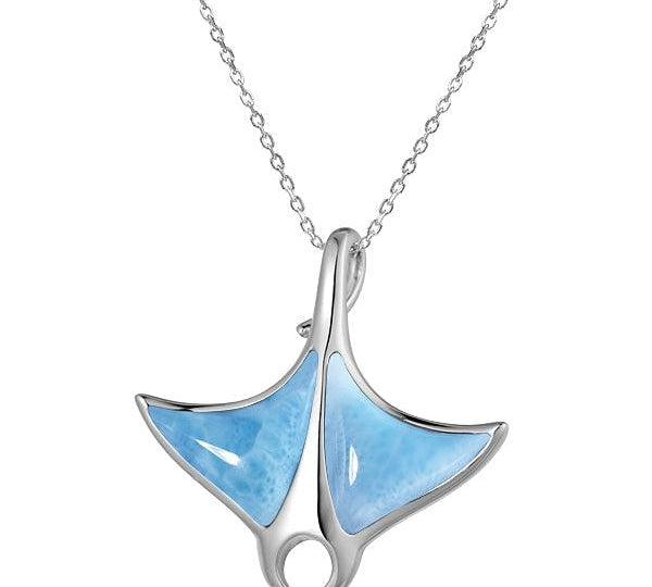 Larimar Manta Ray Hooked Tail Pendant Pendant Island by Koa Nani 
