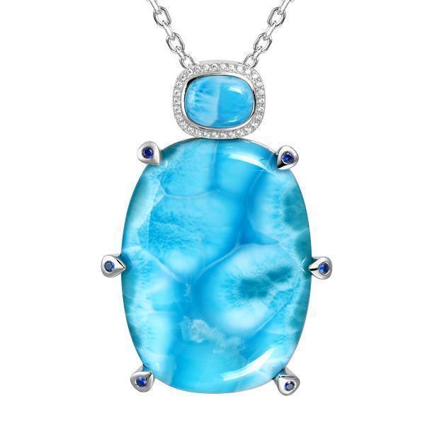 The picture shows a 925 sterling silver gigantic larimar pendant.
