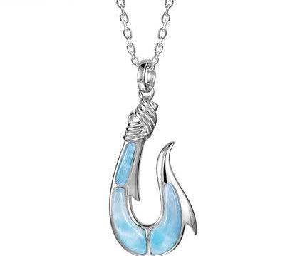 Larimar Maui Fishhook Pendant Pendant Island by Koa Nani Large 