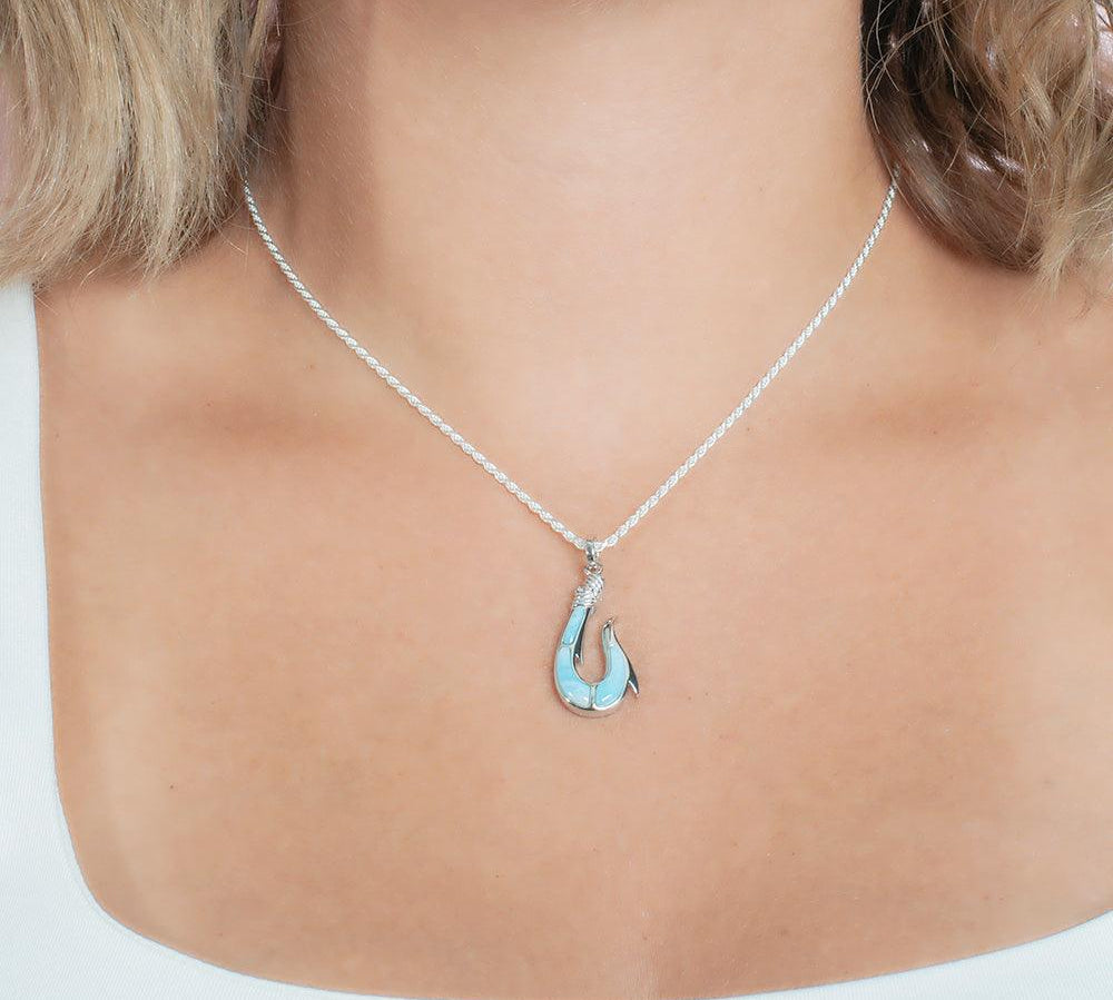 Larimar Maui Fishhook Pendant Pendant Island by Koa Nani 