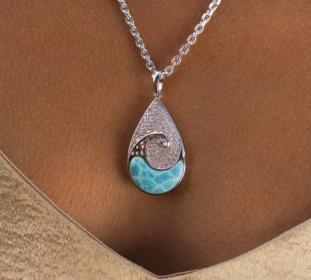 Larimar Nalu Teardrop Pendant Pendant Island by Koa Nani 