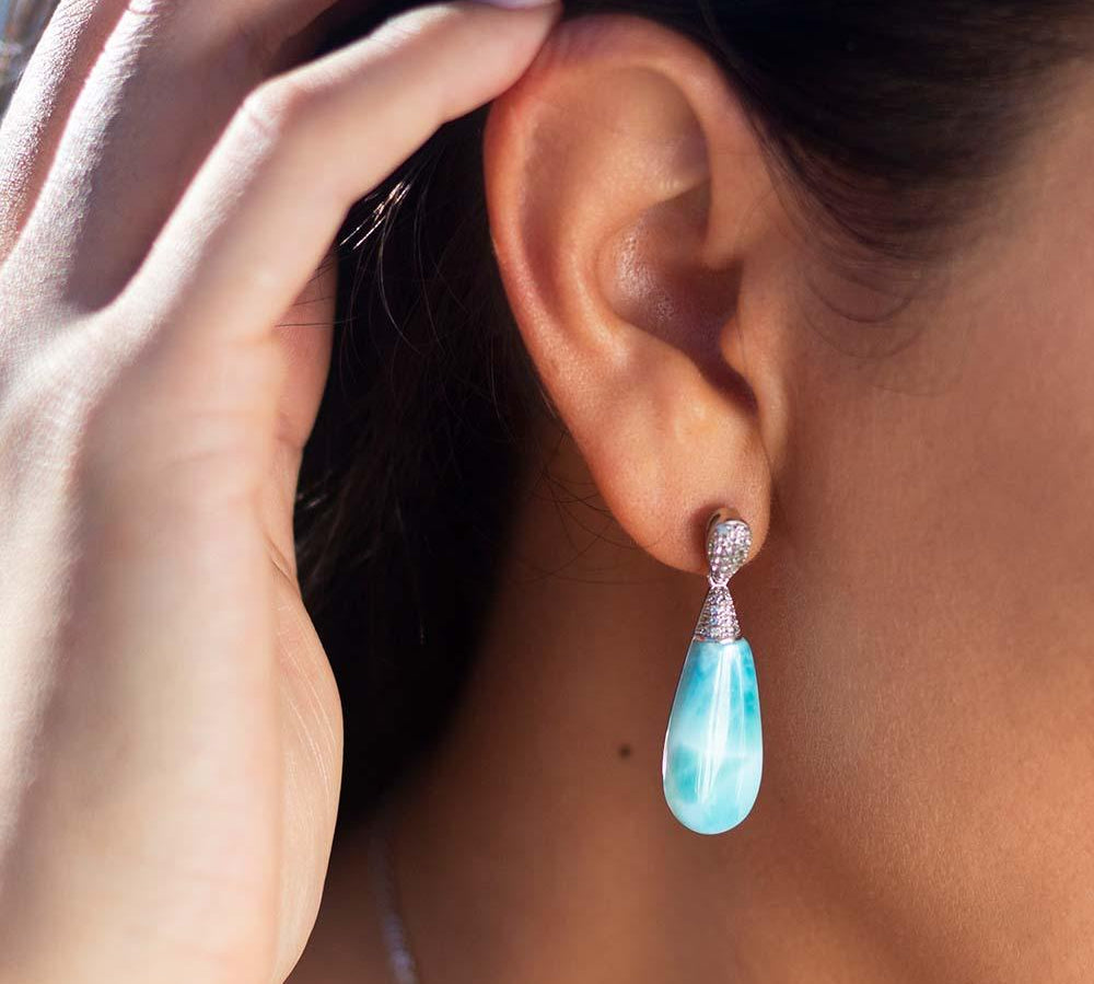 Larimar Nouveau Teardrop Earrings Earrings Island by Koa Nani 