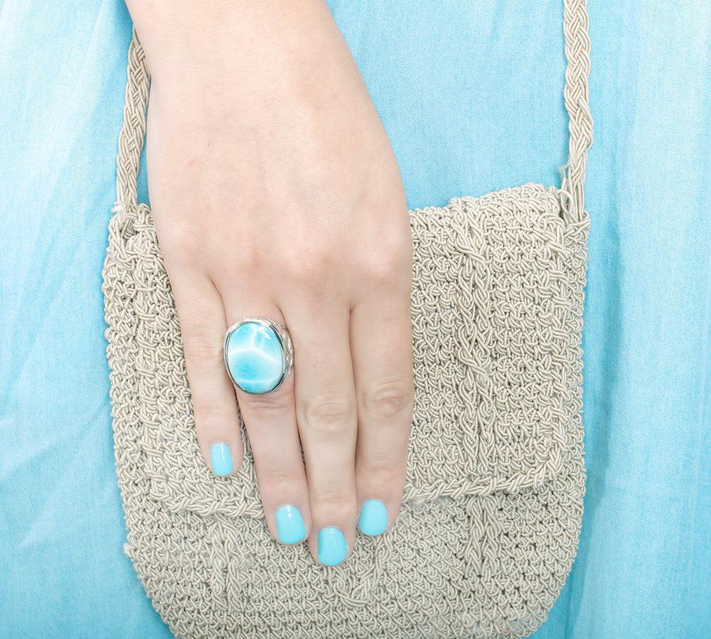 Larimar Ocean Reflection Cocktail Ring Ring Island by Koa Nani 