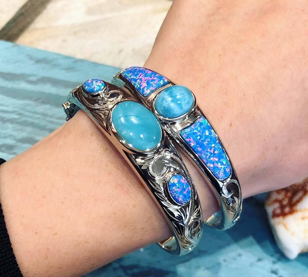 Larimar & Opalite Ocean Reflection Bangle Bangle Island by Koa Nani 