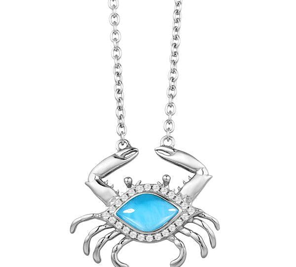 Larimar Pavè Blue Crab Necklace Necklace Island by Koa Nani 