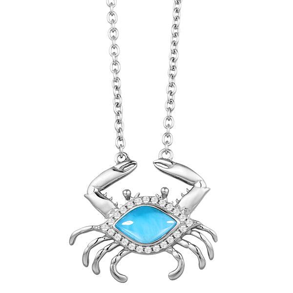 Larimar Pavè Blue Crab Necklace Necklace Island by Koa Nani 