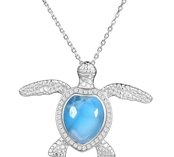 Larimar Pavé Hawaii Kai Honu Pendant Pendant Island by Koa Nani 