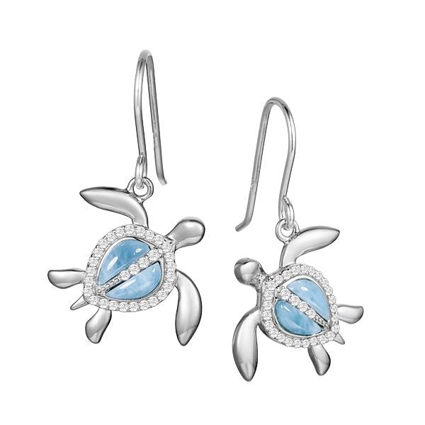 Larimar Pavé Polynesian Honu Earrings Earrings Island by Koa Nani 
