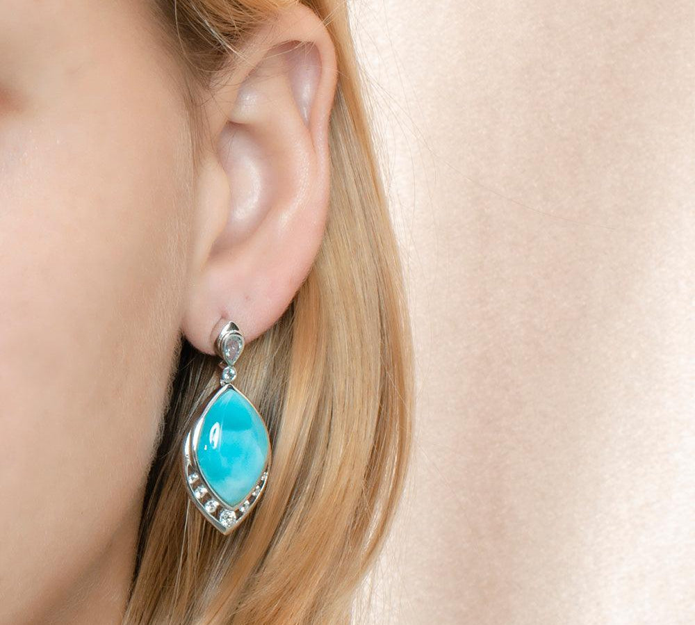 Larimar Peacock Feather Earrings Earrings Island by Koa Nani 